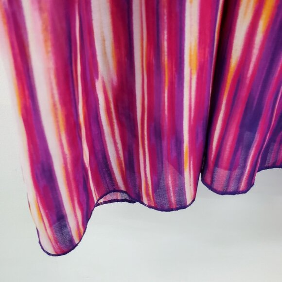 Catherines Womens 2X Sheer Blouse Multicolor Striped Pleated Slit Sleeve Boho - Picture 5 of 13